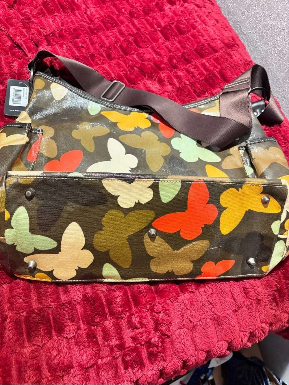 OiOi Australia Butterfly Print Diaper Bag 19x13 Multi Pockets In & Out Lined